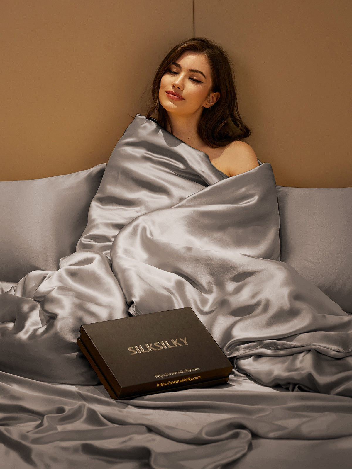 [Grå] SilkSilky-DK 19Momme Bedding Set 001