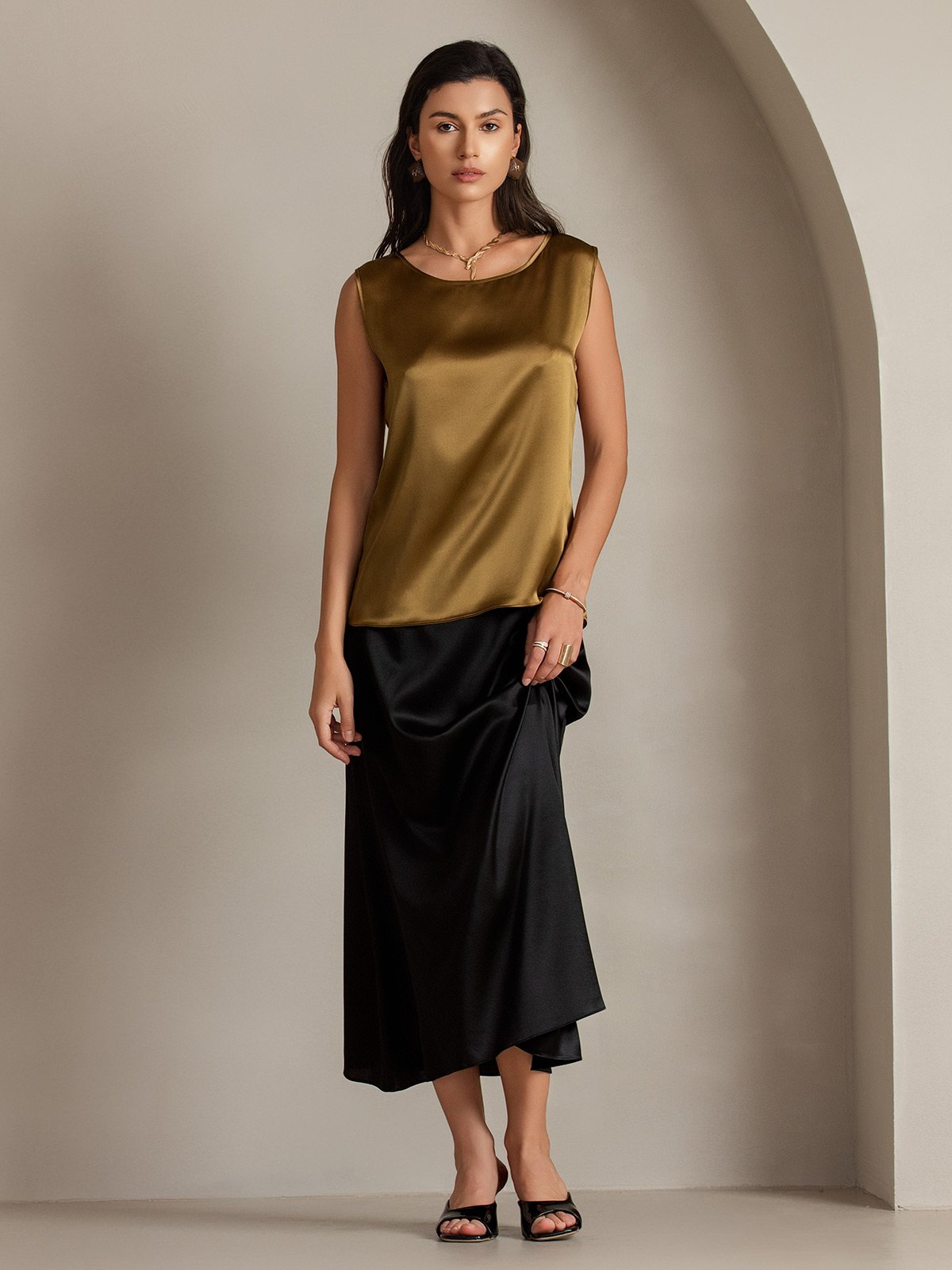 [Brun] SilkSilky-DK 19Momme Silke Camisoles 001