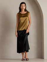 [Brun] SilkSilky-DK Sleeveless Round Neck Camisole Top 001