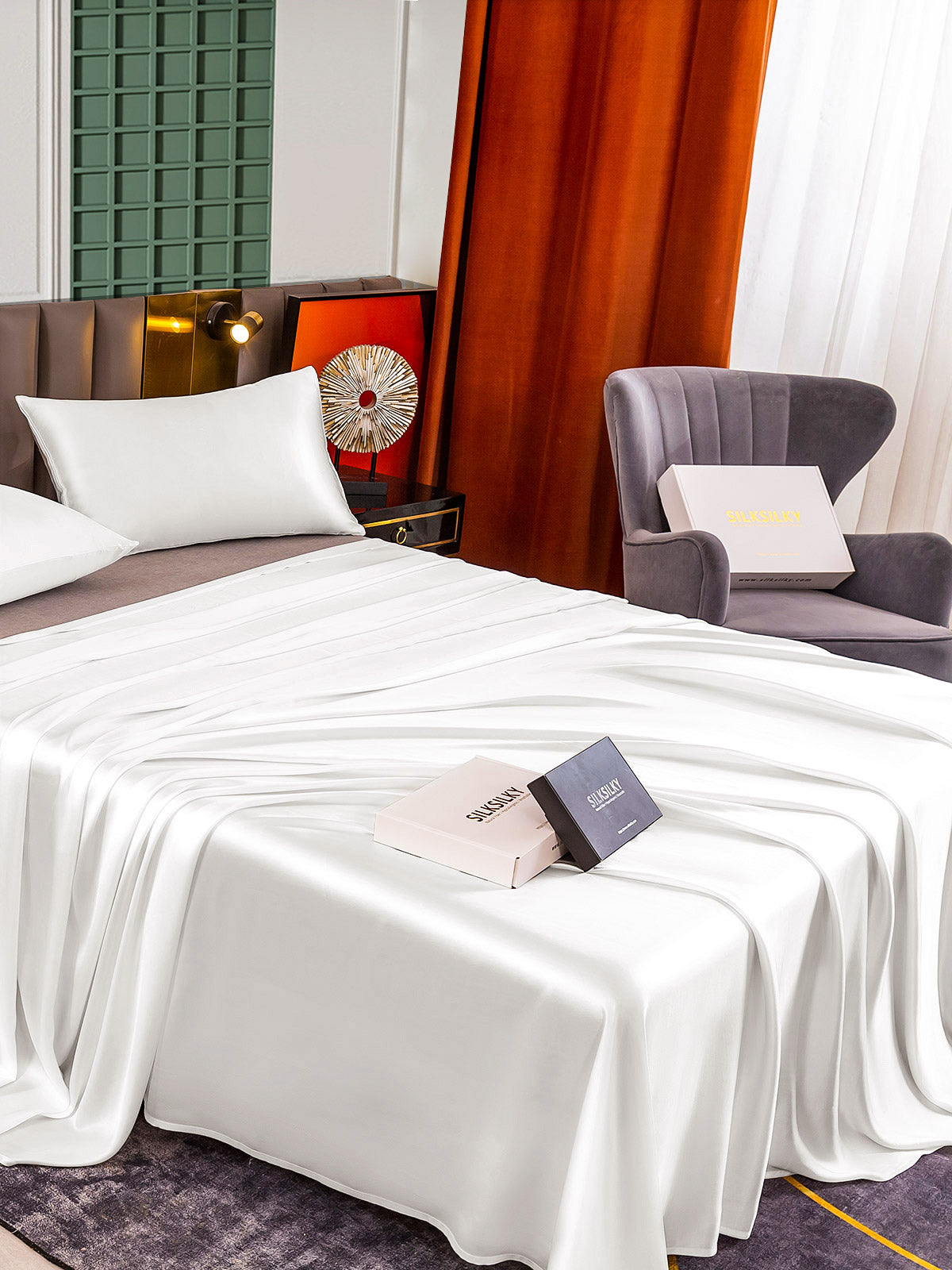 [Hvid] SilkSilky-DK 25Momme Bedding Set 004