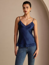 [Mørkeblå] SilkSilky-DK V Neck Camisole Top 003