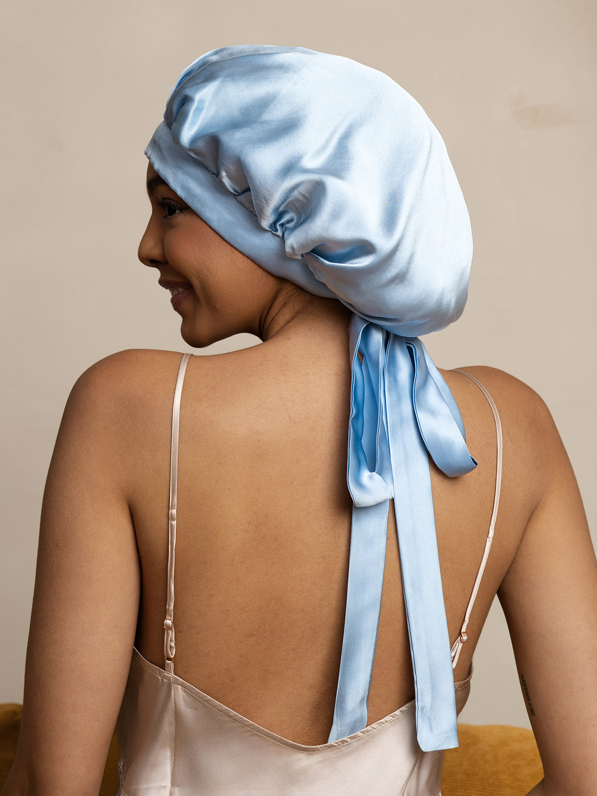 [Lyseblå] SilkSilky-DK Sleep Cap 005
