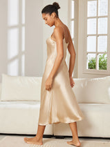 [Champagne] SilkSilky-DK Sleeveless V Neck Natkjole 002