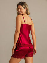 [Vin] SilkSilky-DK V Neck Camisole Sæt 002