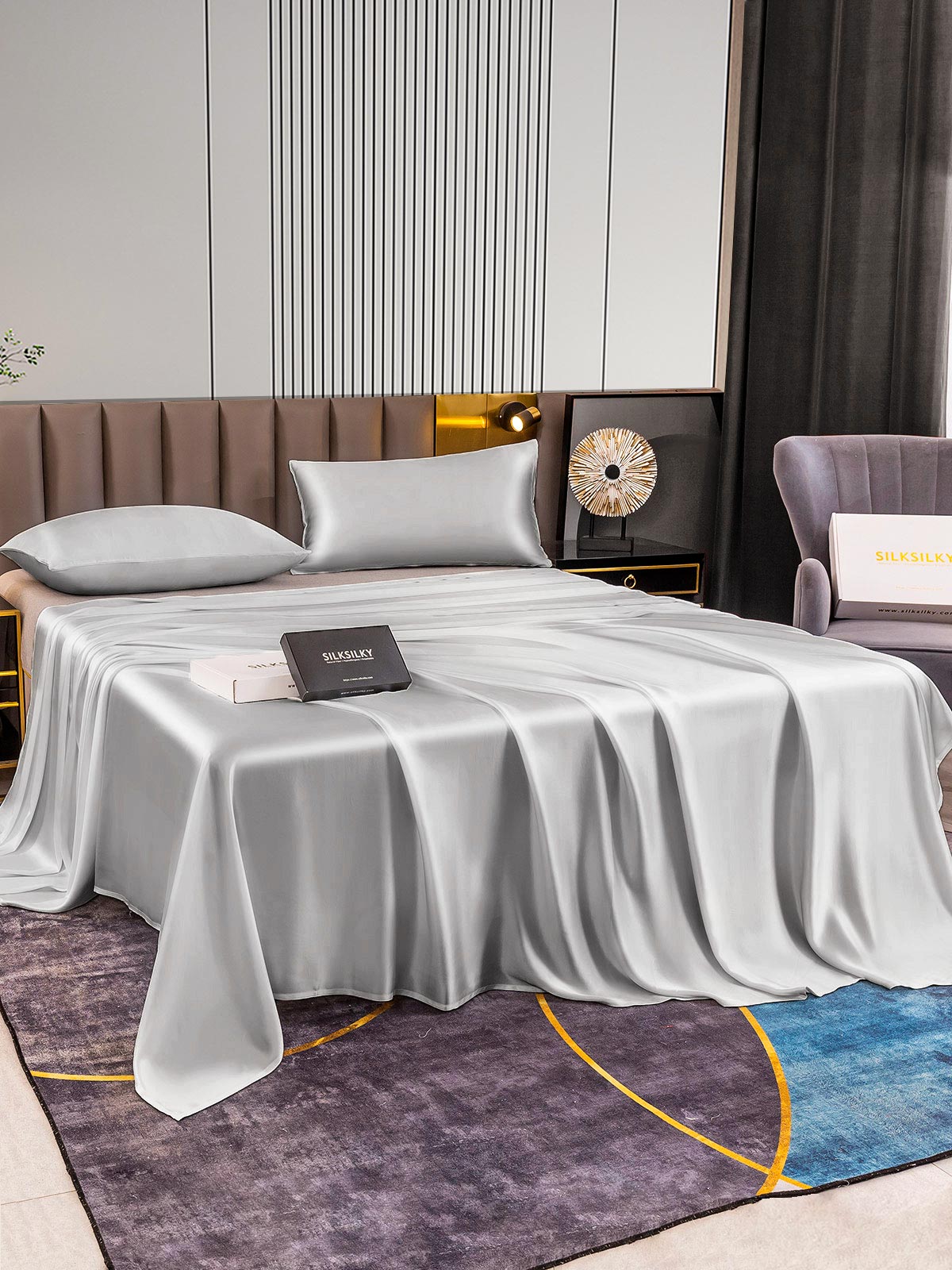 [Sølv] SilkSilky-DK 22Momme Bedding Set 003