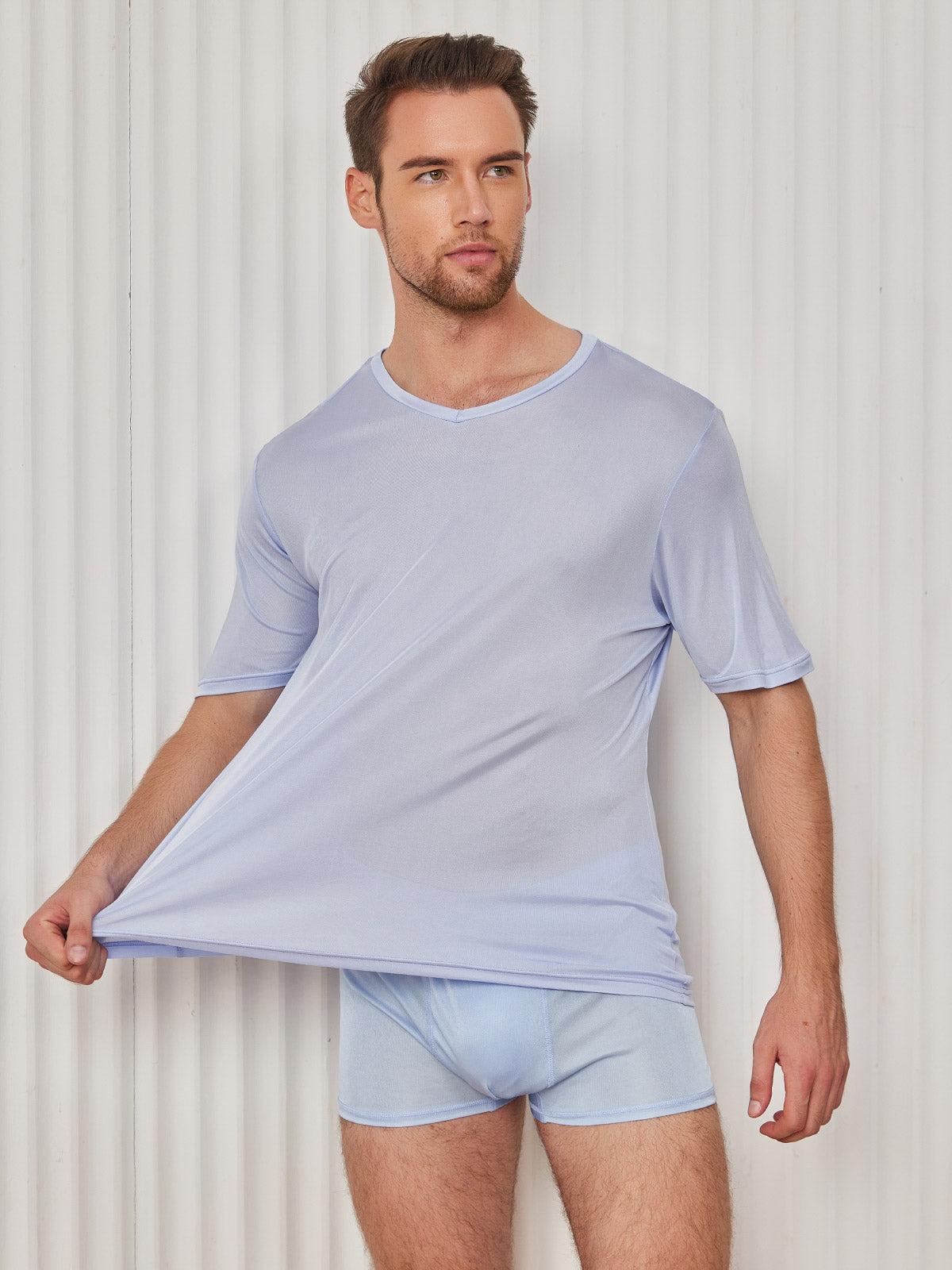 SilkSilky-DK Mens T-Shirt Lyseblå 004