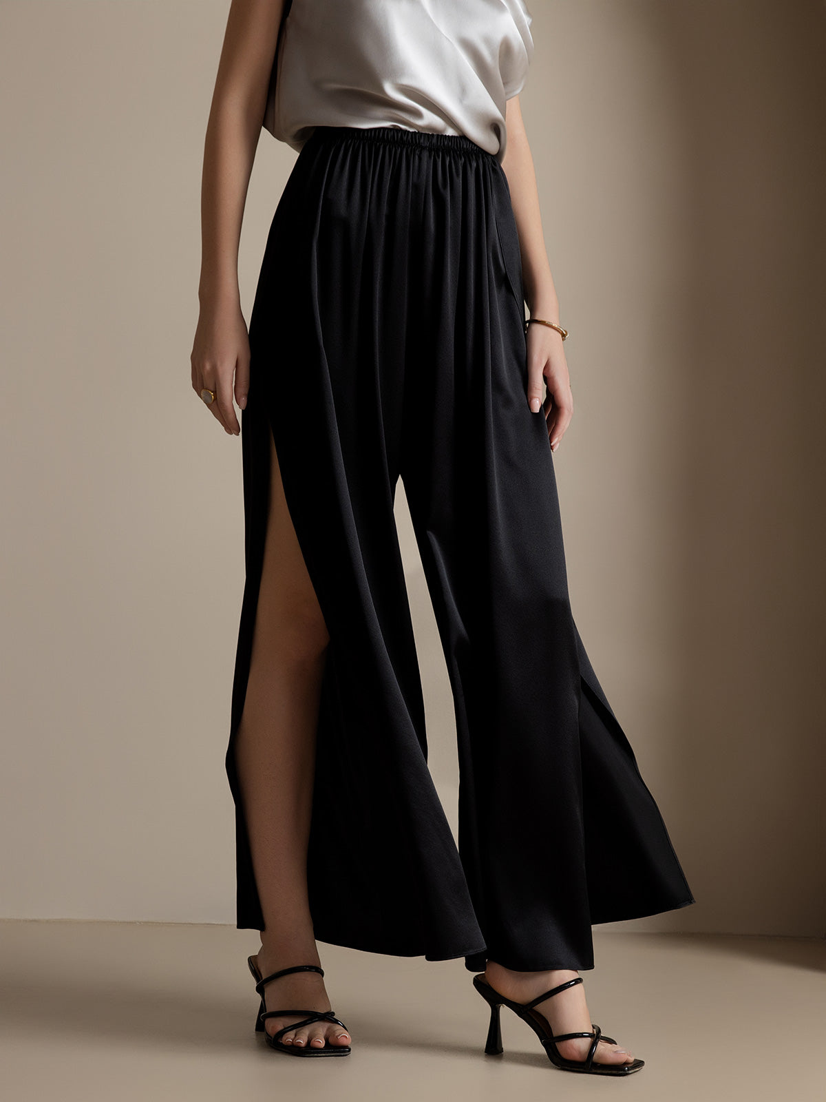 [Sort] SilkSilky-DK 19Momme Silke Split Damebukser 001