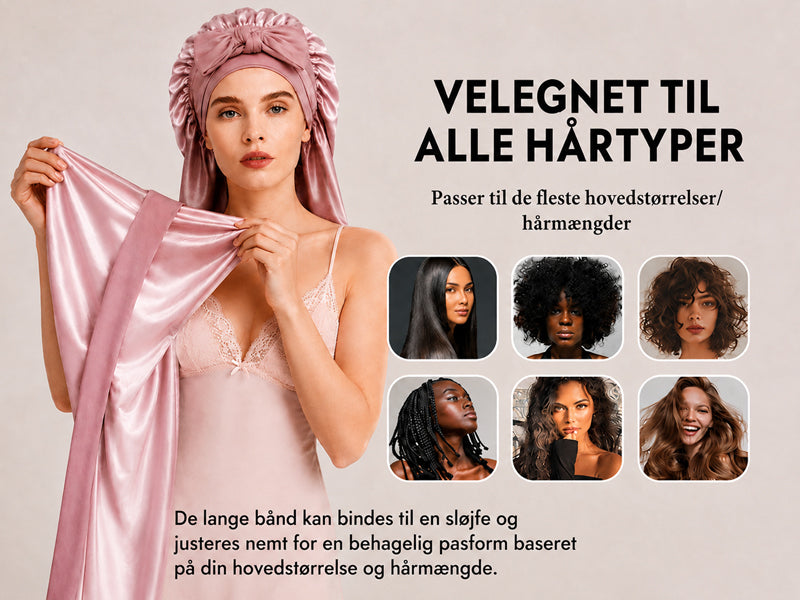 100 % Morbærsilke Dobbeltlags Lang Sovekappe Med Justerbart Langt Bindebånd - Detail 4
