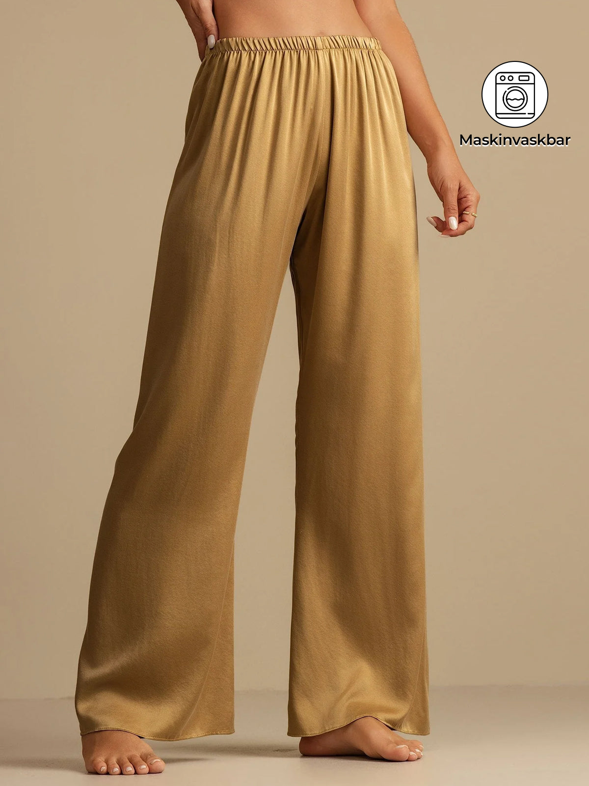 19Momme Vaskbar Silke Bred Ben Bukser til Kvinder med Elastisk Talje