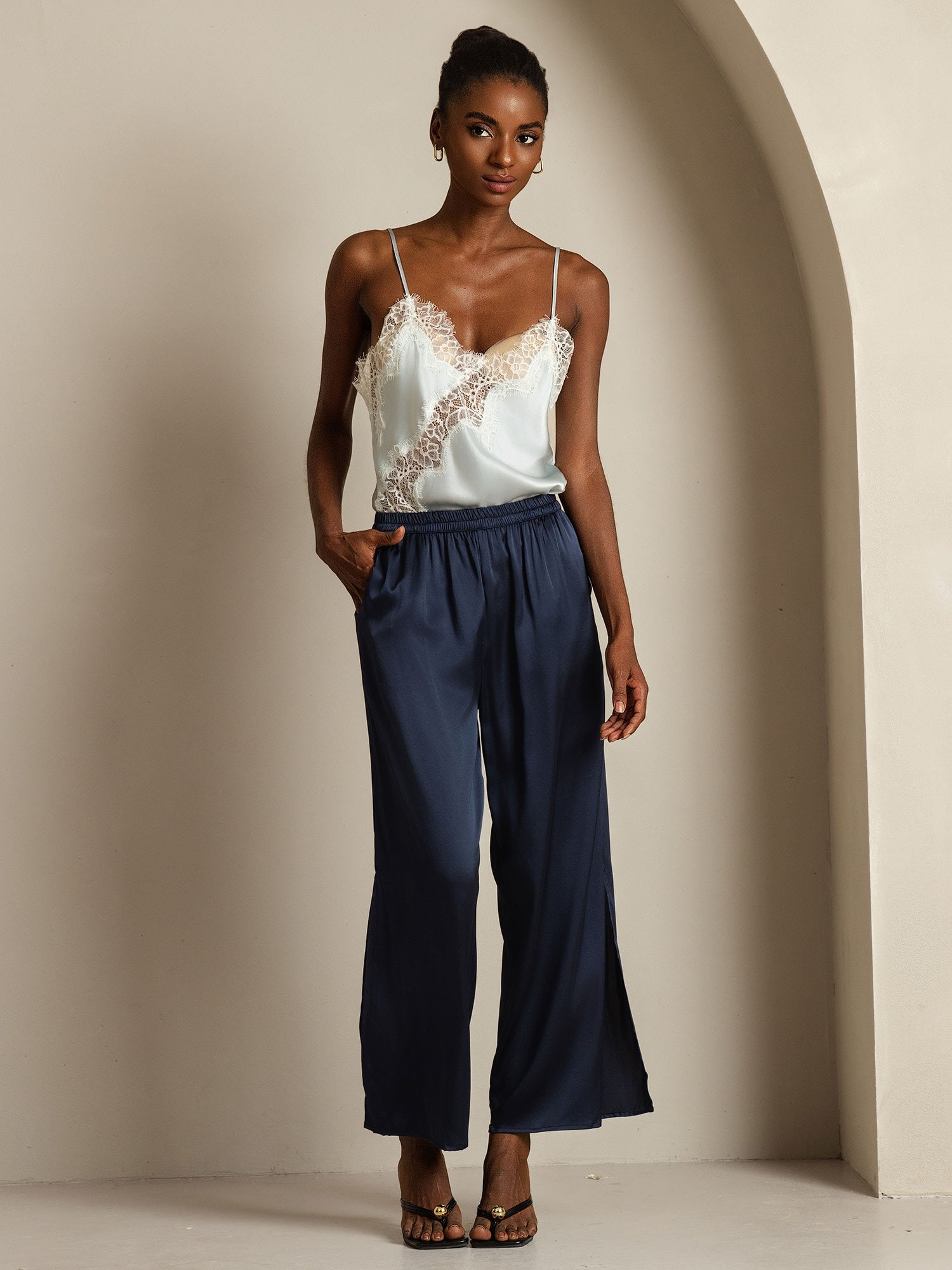 [Lyseblå] SilkSilky-DK Silke Camisoles 009