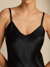 [Sort] SilkSilky-DK Sleeveless V Neck Kjole 005