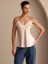 [Lyserød] SilkSilky-DK Sleeveless V Neck Camisole Top 001