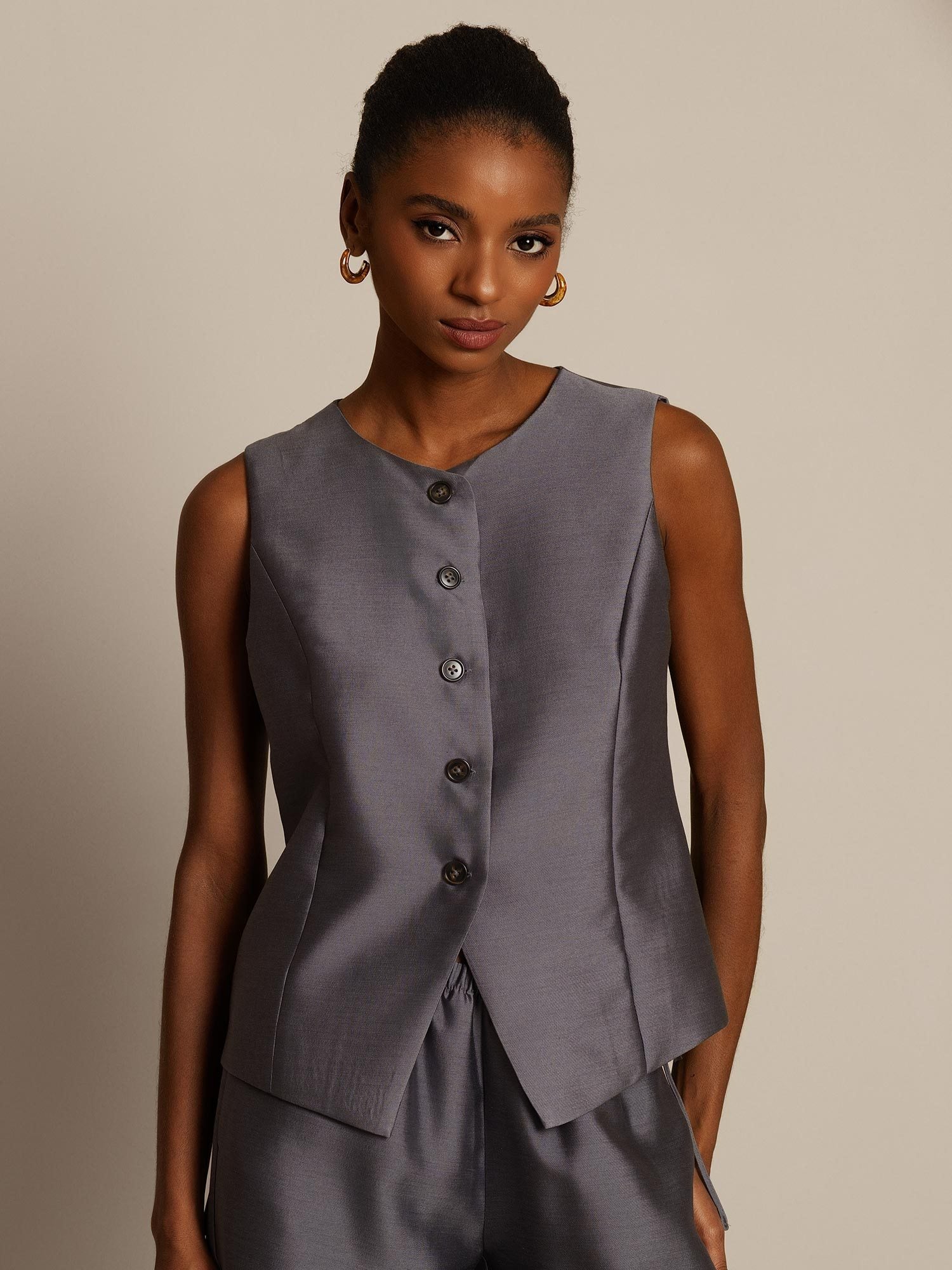 [Grå] SilkSilky-DK 32Momme Silke Womens Vest 003