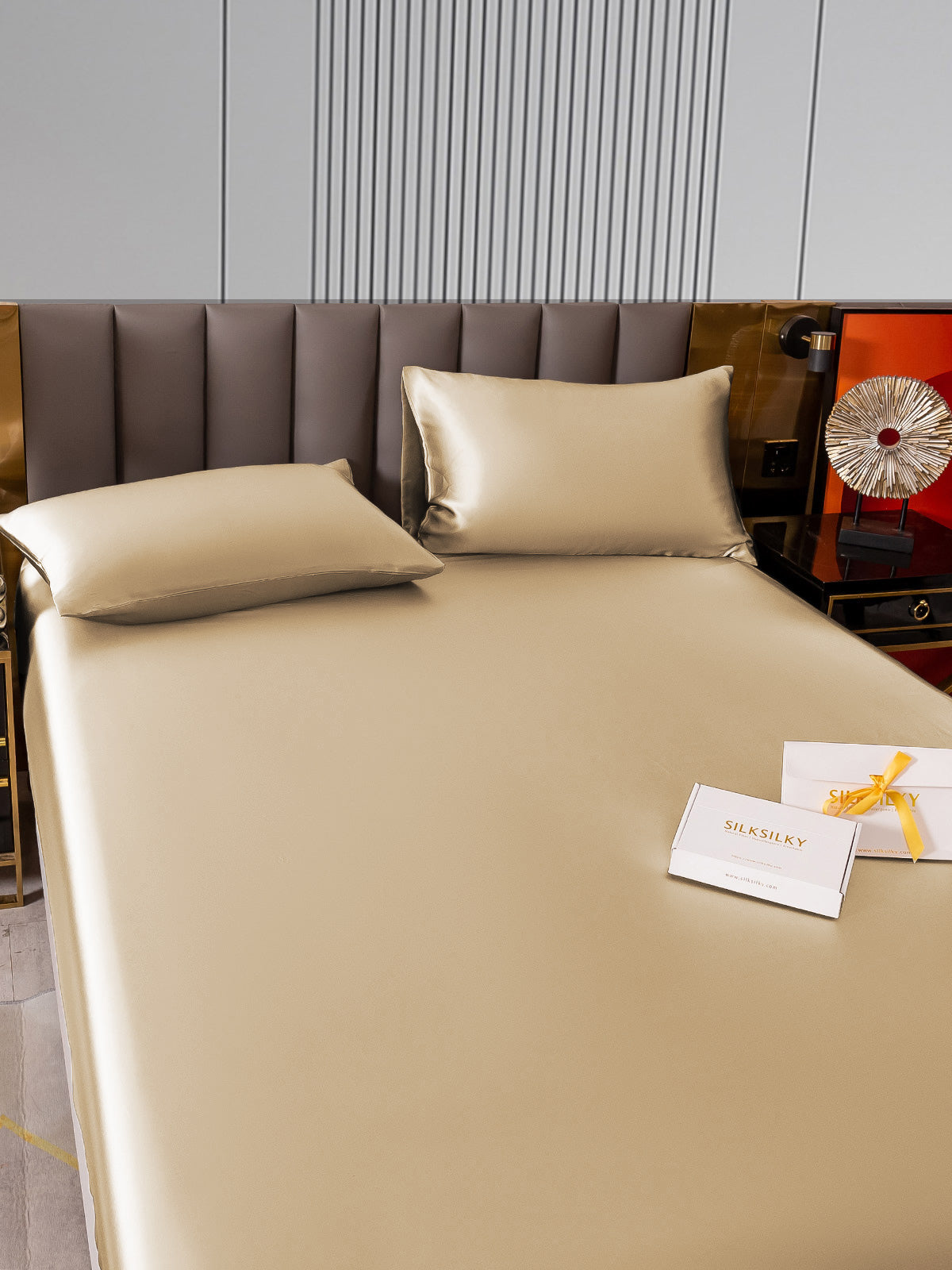 [Beige] SilkSilky-DK 22Momme Bedding Set 003