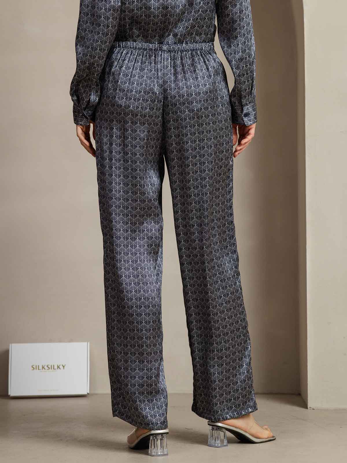 [Marine Ginkgo] SilkSilky-DK 19Momme Silke Womens Pants 002