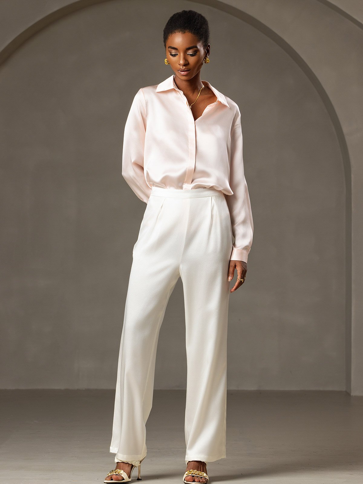 [Hvid] SilkSilky-DK 19Momme Silke Womens Pants 004