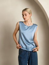 [Gråblå] SilkSilky-DK Sleeveless Round Neck Camisole Top 003
