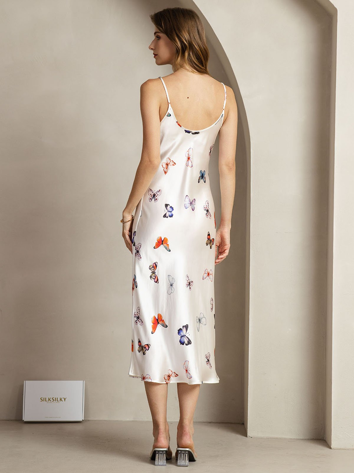 [HvidSommerfugl] SilkSilky-DK 19Momme Silke Dress 002