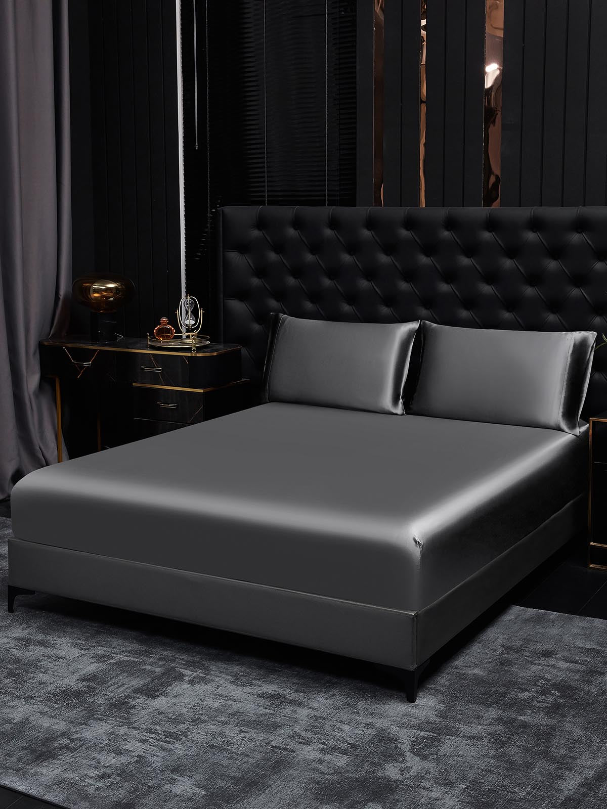 [Mørkegrå] SilkSilky-DK 19Momme Bedding Set 001