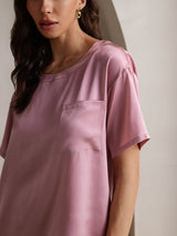 [Bleg Mauve] SilkSilky-DK Short Sleeve Round Neck Dame Pyjamas 009