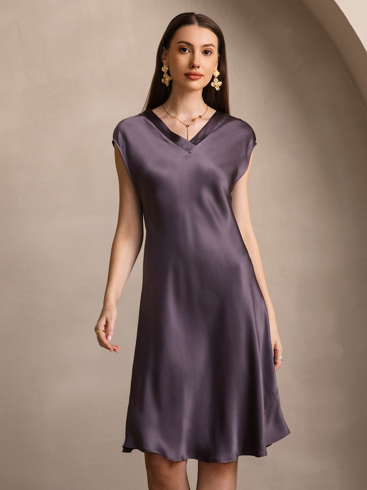 SilkSilky-DK Nightgown LillaGrå 003