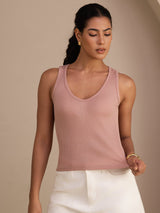 [Lyserød] SilkSilky-DK Sleeveless Deep V Neck Camisole Top 003