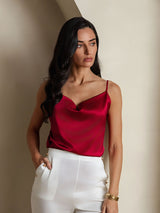 [Vin] SilkSilky-DK Spaghetti Strap Cowl Neck Camisole Top 003