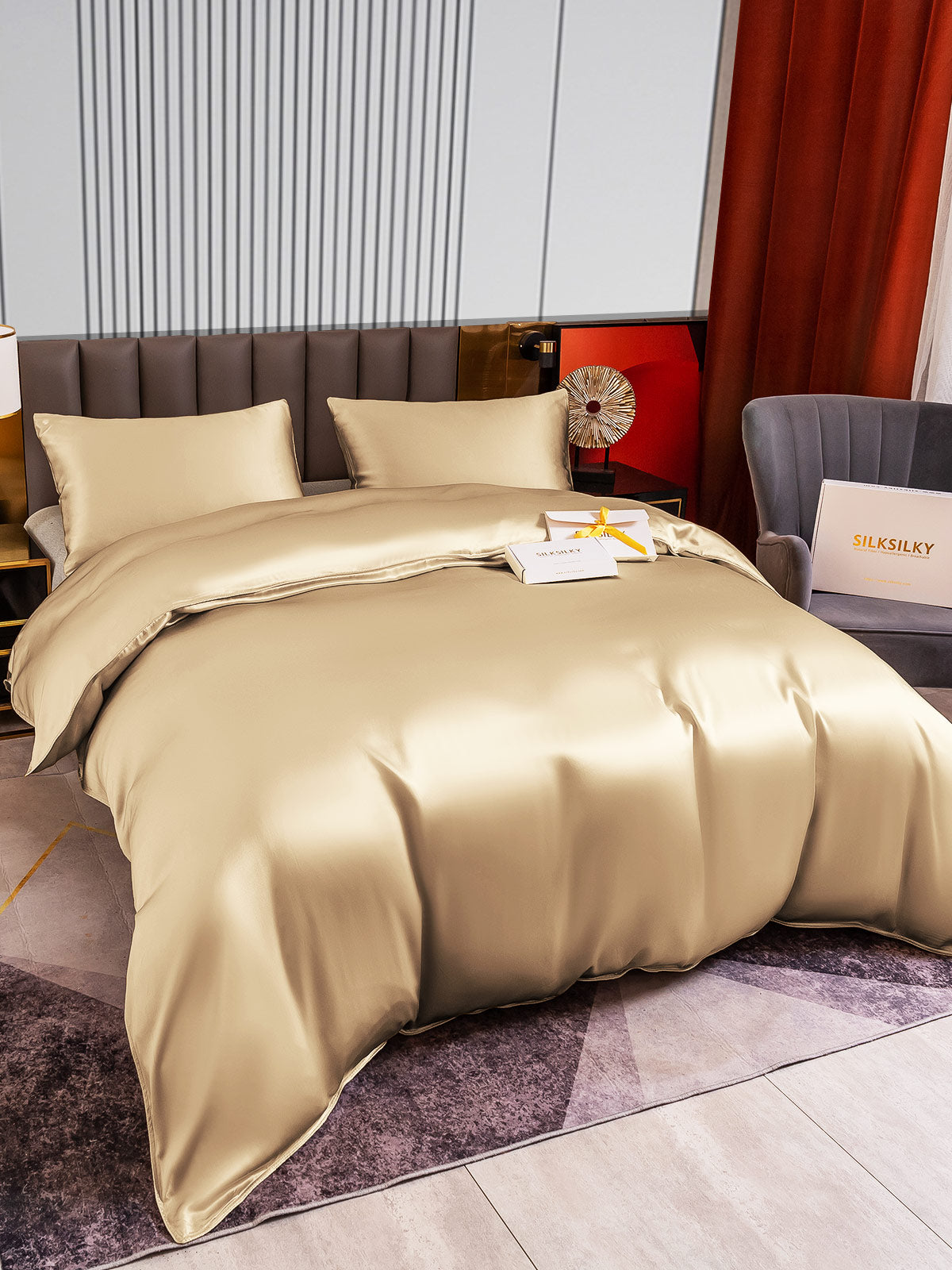 [Beige] SilkSilky-DK 22Momme Bedding Set 003