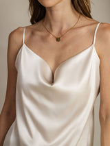 [Lysegrå] SilkSilky-DK Spaghetti Strap Cowl Neck Camisole Top 006