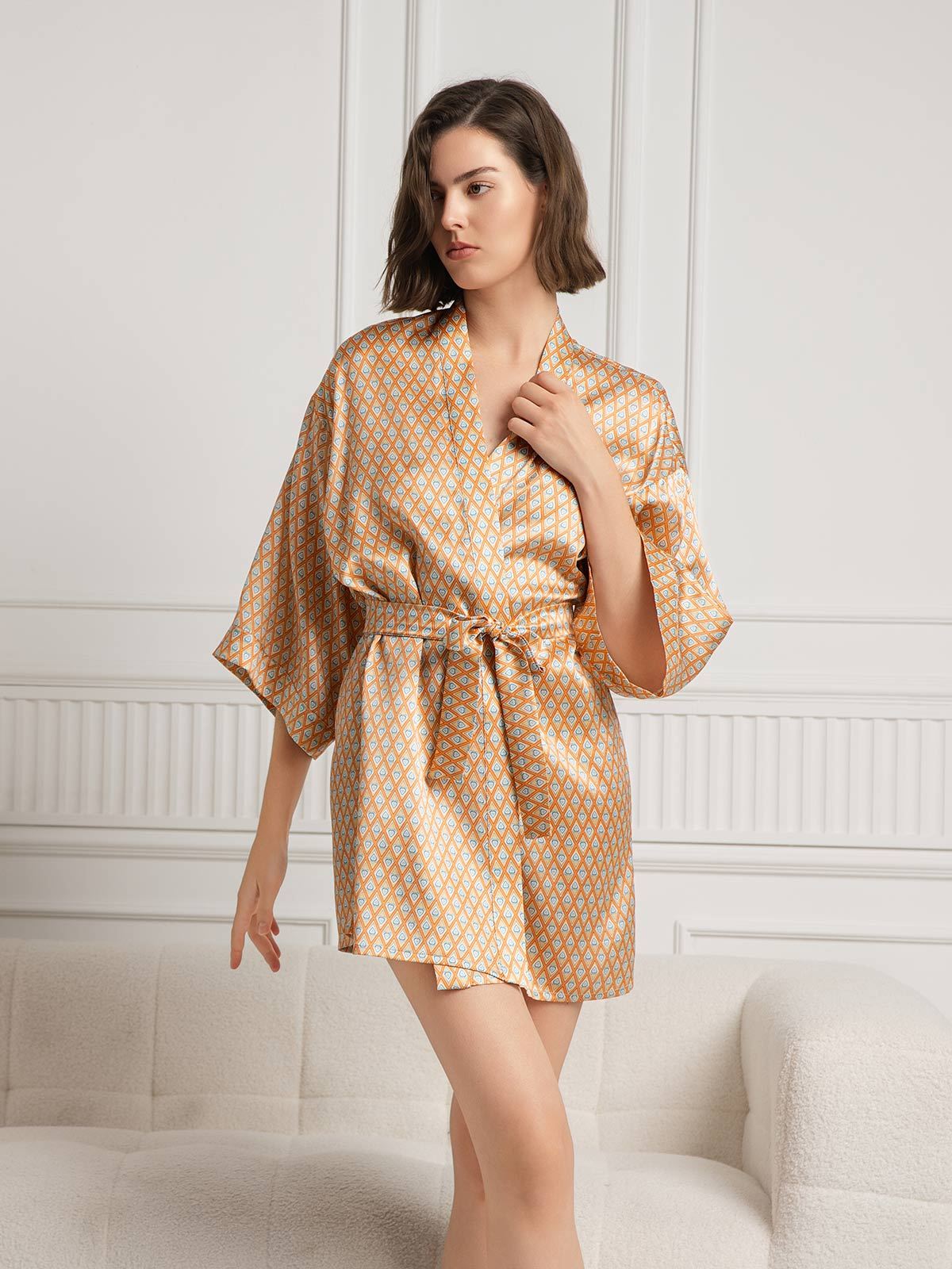 SilkSilky-DK Womens Robe Champagne 004