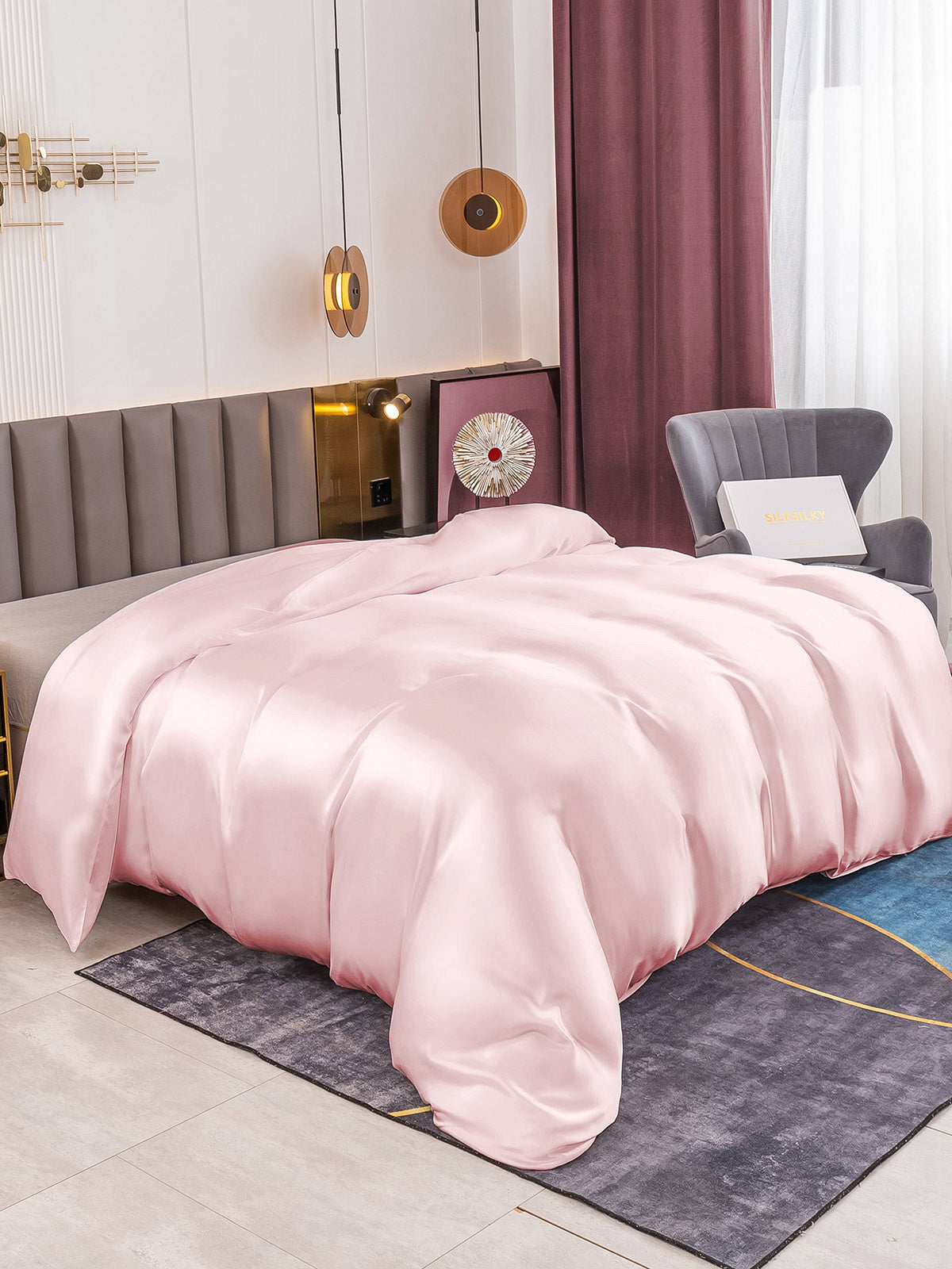 [Lyserød] SilkSilky-DK 19Momme Duvet Cover 001