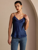 [Mørkeblå] SilkSilky-DK V Neck Camisole Top 004