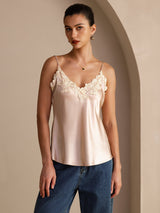 [Lyserød] SilkSilky-DK Sleeveless V Neck Camisole Top 003