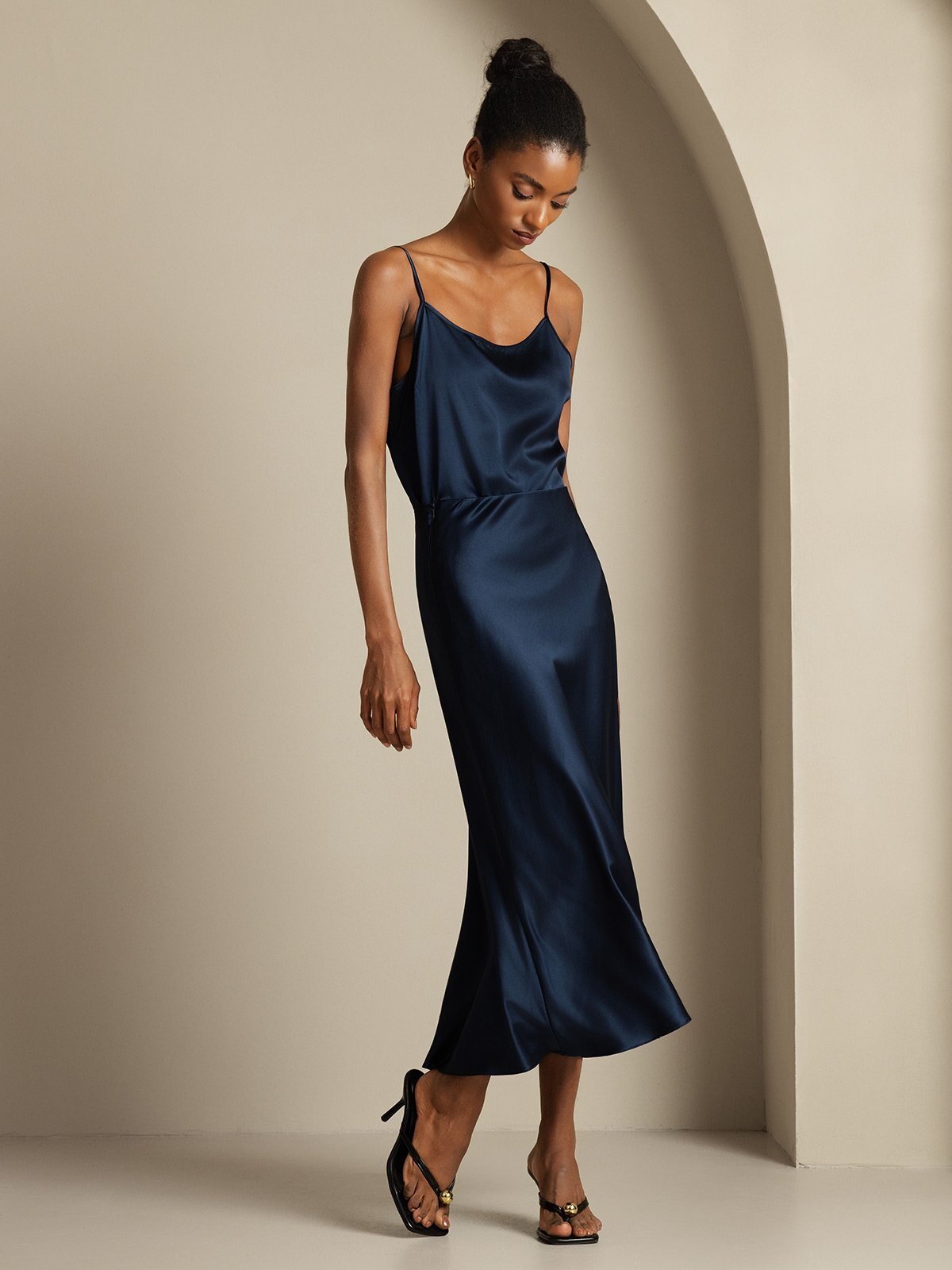 [Mørkeblå] SilkSilky-DK 19Momme Silke Womens Outfit Sets 001,