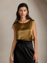 [Brun] SilkSilky-DK Sleeveless Round Neck Camisole Top 003
