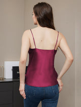 [Fuchsia] SilkSilky-DK Spaghetti Strap V Neck Camisole Top 002