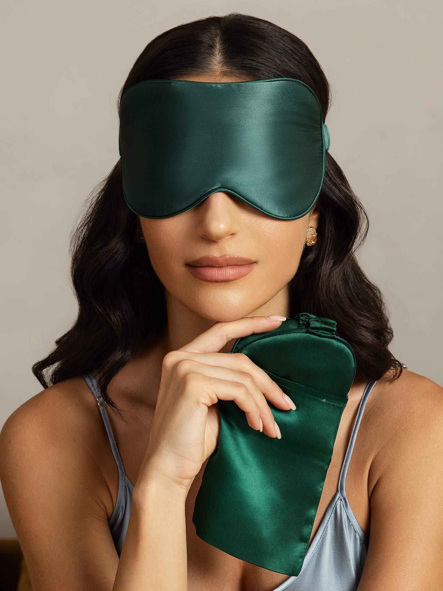 [Mørkegrøn] SilkSilky-DK Silke Eye Mask 006