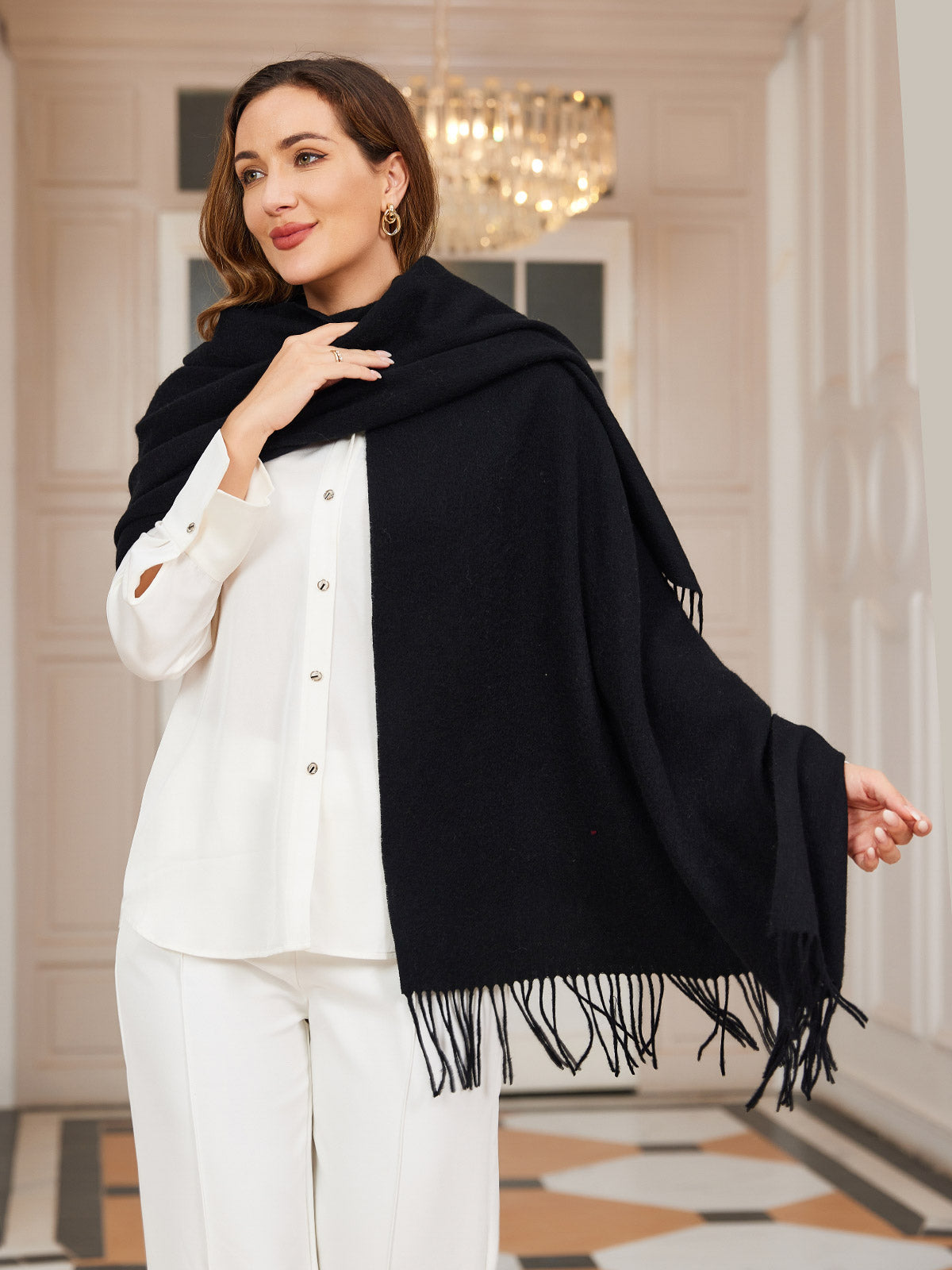 [Sort] SilkSilky-DK Uld Halstørklæde 004