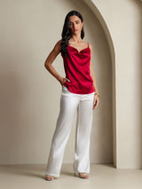 [Vin] SilkSilky-DK Spaghetti Strap Cowl Neck Camisole Top 008