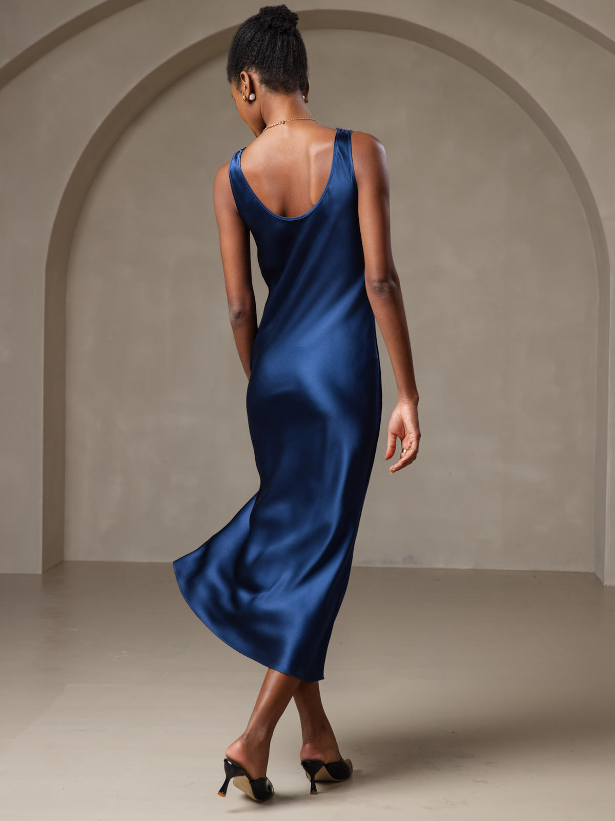 [Mørkeblå] SilkSilky-DK Dress 002,