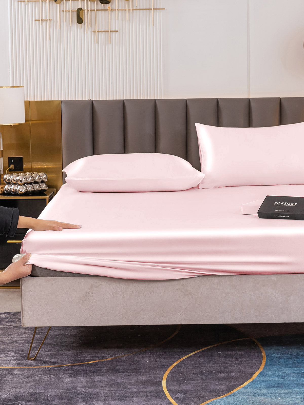 [Lyserød] SilkSilky-DK 19Momme Bedding Set 004