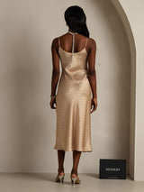 [Blomster] SilkSilky-DK Pure Silk Sleeveless Round Neck Kjole 002