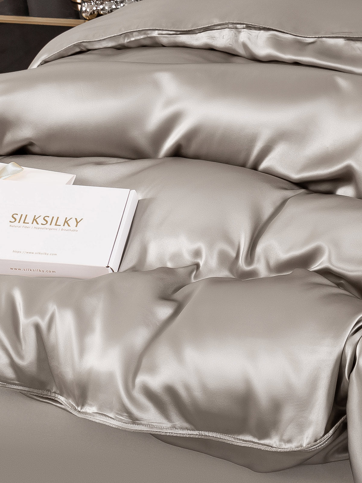 [Grå] SilkSilky-DK 19Momme Duvet Cover 005