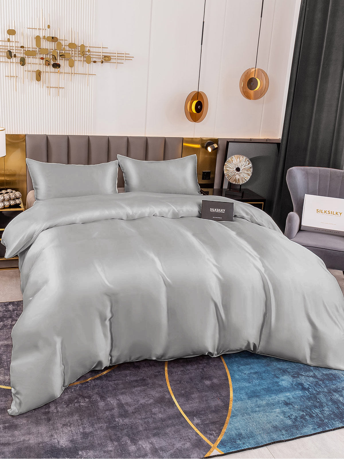 [Sølv] SilkSilky-DK 19Momme Bedding Set 003