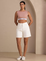 [Lyserød] SilkSilky-DK Sleeveless Crew Neck Camisole Top 006