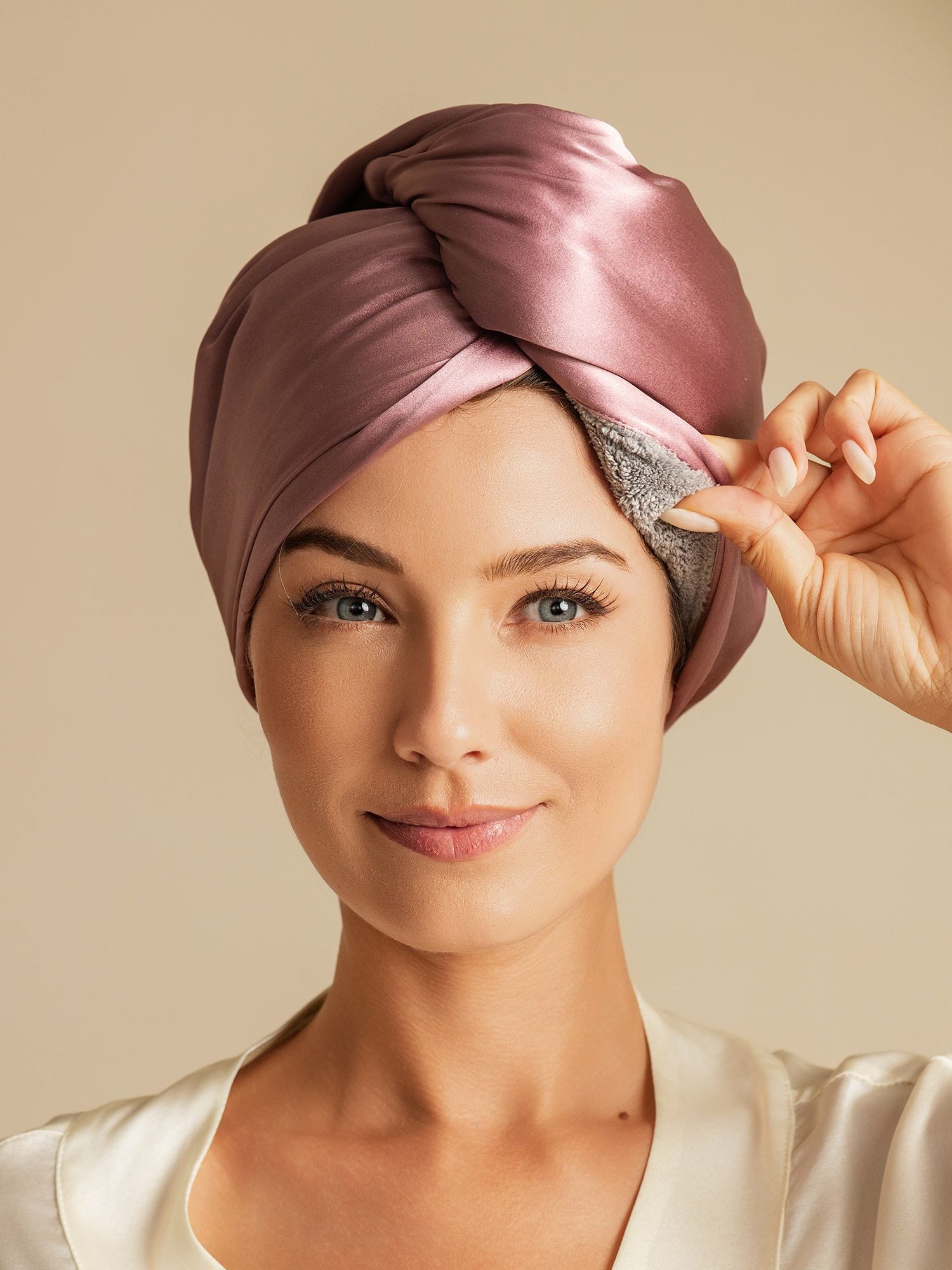 [Bleg Mauve] SilkSilky-DK Silke Hair Towel Wrap 001,
