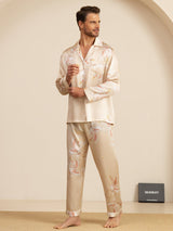 [Champagne] SilkSilky-DK Long Sleeve Notch Collar Pyjamas til Mænd 005