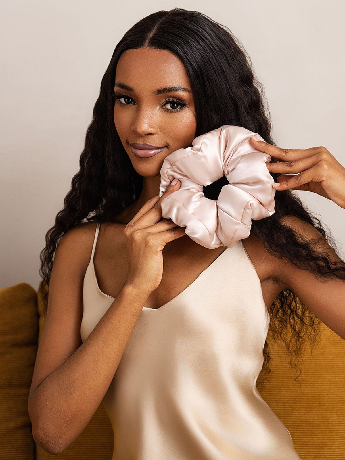 [Lyserød] SilkSilky-DK Silke Scrunchie 002