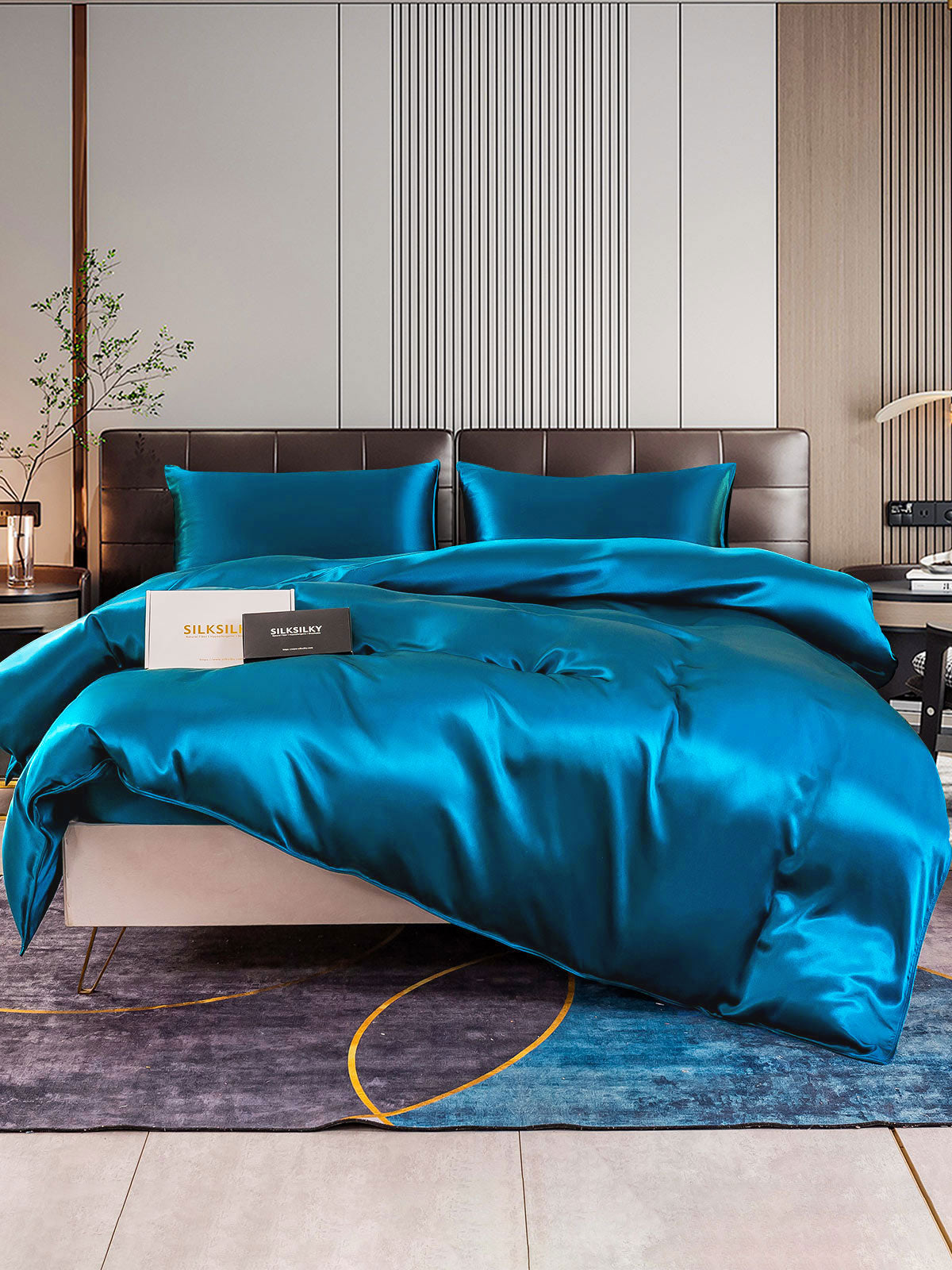 [Blågrøn] SilkSilky-DK 22Momme Bedding Set 001