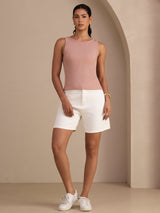[Lyserød] SilkSilky-DK Sleeveless Round Neck Camisole Top 007
